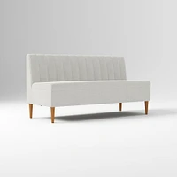 Emmett Dining Banquette Armless Bench, Yarn Dyed Linen Weave Pewter, Acorn