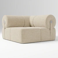 Samos Sectional Armless Performance Yarn Dyed Linen Weave Alabaster