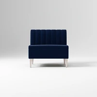 Emmett Dining Banquette Armless Bench, Yarn Dyed Linen Weave Pewter, Acorn