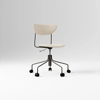 Petal Fully Upholstered Office Chair, Yarn Dyed Linen Weave, Pewter, Dark Bronze
