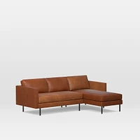 Axel 91" Left 2-Piece Chaise Sectional, Saddle Leather, Nut, Metal