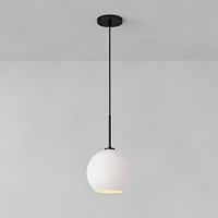 Sculptural Pendant Antique Brass Clear Glass Globe  6.5"