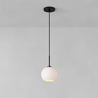 Sculptural Pendant Antique Brass Clear Glass Globe  6.5"