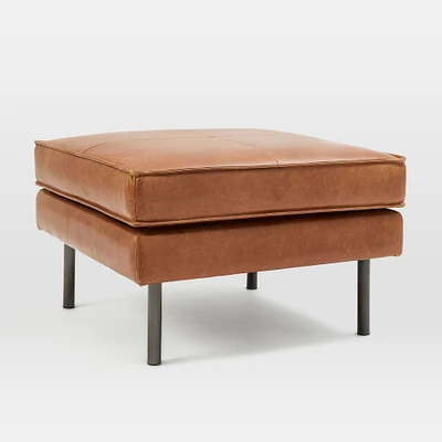 Axel 28.5" Ottoman, Saddle Leather, Nut, Metal