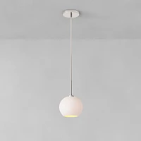 Sculptural Pendant Antique Brass Clear Glass Globe  6.5"
