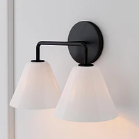 Sculptural 2-Light Sconce, Cone Mini, Clear, Chrome, 8"