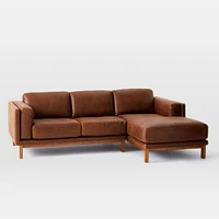 Dekalb 102" Right 2-Piece Chaise Sectional, Sierra Leather, Fog, Acorn