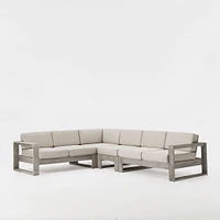 Portside Outdoor 4-Piece L-Shaped Sectional 125", Weathered Gray, Alabaster