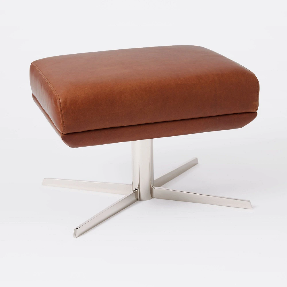 Austin Swivel Ottoman, Poly, Saddle Leather, Nut, Dark Bronze