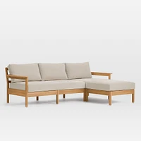 Playa Outdoor 2-Piece Reversible Chaise Sectional, Black, Plain Weave, Alabaster