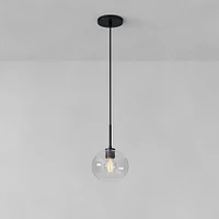 Sculptural Pendant Antique Brass Clear Glass Globe  6.5"