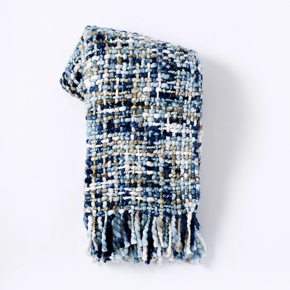 Marled Basketweave Throw, White
