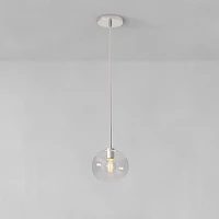 Sculptural Pendant Antique Brass Clear Glass Globe  6.5"