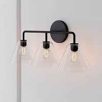 Sculptural 3-Light Sconce, Cone Mini, Clear, Chrome, 8"