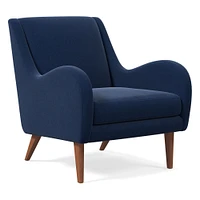 Sebastian Chair, Poly , Yarn Dyed Linen Weave, Alabaster, Pecan