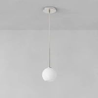Sculptural Pendant Antique Brass Clear Glass Globe  6.5"