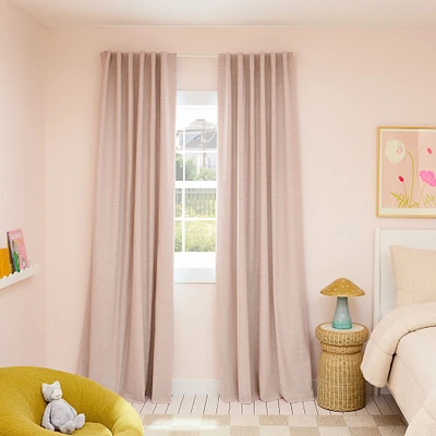 Chambray Tack Stripe Curtain with Blackout, Taupe, 48x84