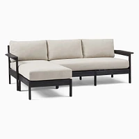 Playa Outdoor 2-Piece Reversible Chaise Sectional, Black, Plain Weave, Alabaster