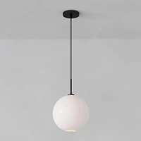 Sculptural Pendant Antique Brass Clear Glass Globe  6.5"