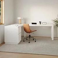Parsons L-Shaped Desk + File Cabinet Set, White