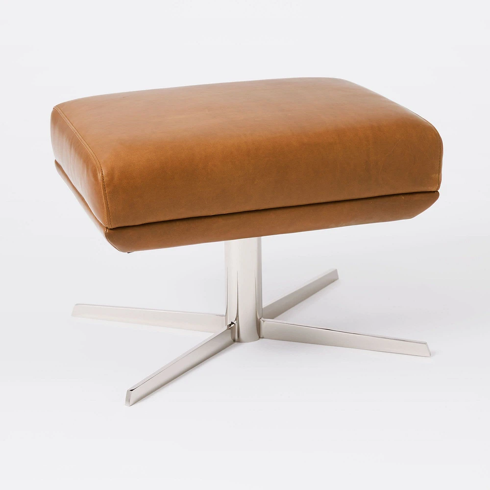 Austin Swivel Ottoman, Poly, Saddle Leather, Nut, Dark Bronze