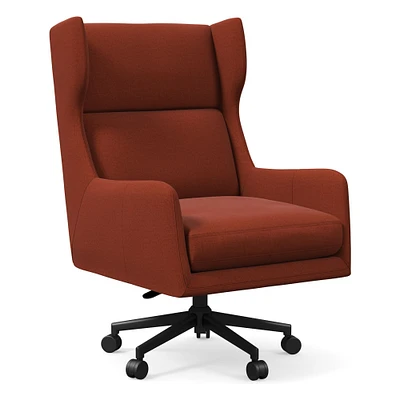 Ryder Office Chair, Yarn Dyed Linen Weave, Pewter, Dark Bronze