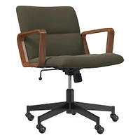 Cooper Mid-Century Office Chair, Yarn Dyed Linen Weave, Pewter, Cool Walnut and Dark Bronze
