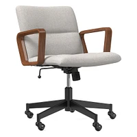 Cooper Mid-Century Office Chair, Yarn Dyed Linen Weave, Pewter, Cool Walnut and Dark Bronze
