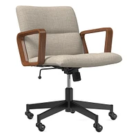 Cooper Mid-Century Office Chair, Yarn Dyed Linen Weave, Pewter, Cool Walnut and Dark Bronze