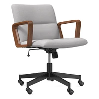 Cooper Mid-Century Office Chair, Yarn Dyed Linen Weave, Pewter, Cool Walnut and Dark Bronze