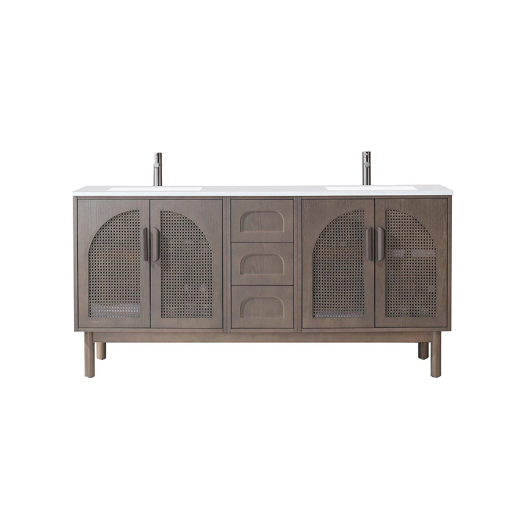 Medina 60" Double Bath Vanity, Pecan Oak