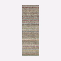 Chilewich Skinny Stripe Performance Shag Mat, 18x28, Birch