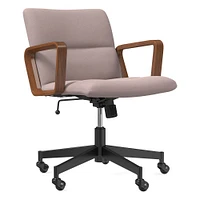 Cooper Mid-Century Office Chair, Yarn Dyed Linen Weave, Pewter, Cool Walnut and Dark Bronze