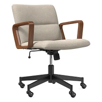 Cooper Mid-Century Office Chair, Yarn Dyed Linen Weave, Pewter, Cool Walnut and Dark Bronze