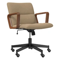 Cooper Mid-Century Office Chair, Yarn Dyed Linen Weave, Pewter, Cool Walnut and Dark Bronze