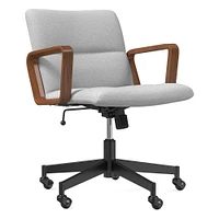 Cooper Mid-Century Office Chair, Yarn Dyed Linen Weave, Pewter, Cool Walnut and Dark Bronze