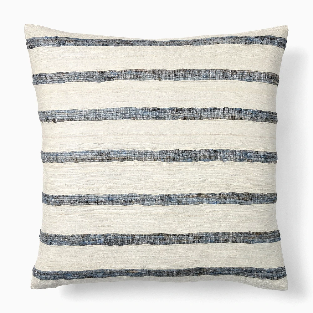 Silk Broad Stripe Pillow Cover, 20X20, Natural