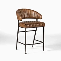 Amory Leather Channeled Counter Chair, Antique Brown