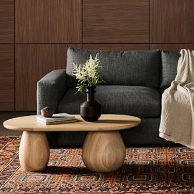 Orb Base 43.5" Oval Coffee Table, Light Natural