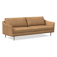 Sloane 86" Sofa, Saddle Leather, Nut, Champagne Bronze