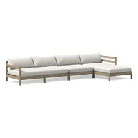 Hargrove Outdoor Sectional, Set 5: Left Arm Chaise + Armless Single Right Sofa Cushion Cover, Canvas, Natural