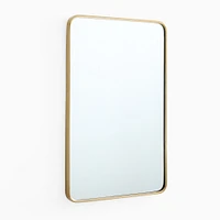 Streamline Rounded Edge Metal Wall Mirror, Antique Brass, 24"Wx36"H