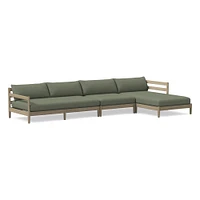 Hargrove Outdoor Sectional, Set 5: Left Arm Chaise + Armless Single Right Sofa Cushion Cover, Canvas, Natural