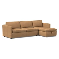 Harris 112" Right Multi-Seat 2-Piece Bumper Chaise Sleeper Sectional, Saddle Leather, Nut