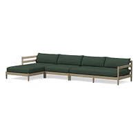 Hargrove Outdoor Sectional, Set 5: Left Arm Chaise + Armless Single Right Sofa Cushion Cover, Canvas, Natural