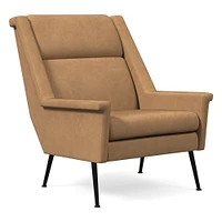 Carlo Highback Chair, Poly, Saddle Leather, Nut, Brass