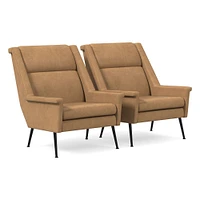 Carlo Highback Chair, Poly, Saddle Leather, Nut, Brass