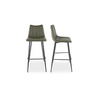 Modern Channeled Back Bar Stool, Brown, Set of 2