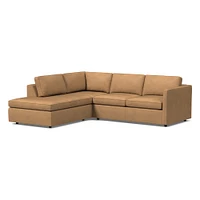 Harris 106" Left Multi Seat 2-Piece Bumper Chaise Sectional, Standard Depth, Saddle Leather, Nut
