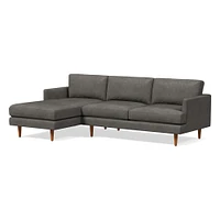 Haven Loft Set 02: RA Sofa, LA Chaise, Saddle Leather, Nut, Pecan, Trillium